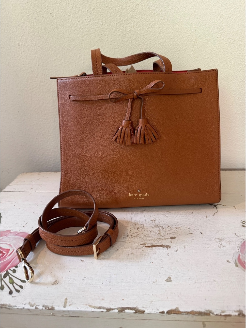Kate Spade Brown Leather Tote Bag Medium - Picture 1 of 9